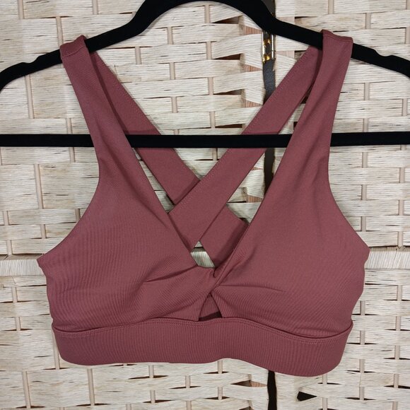 Fabletics Pure Luxe Set Leggings Sports Bra Medium Moonlight Mauve Crossover 7/8 - Picture 4 of 9
